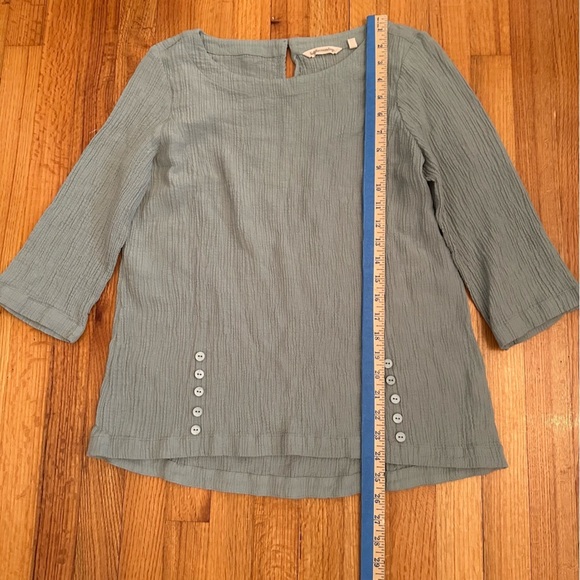 Soft Surroundings Tunic Top Womens M Gray Ramie Wrinkles 3/4 Sleeve (j6 - Picture 8 of 9